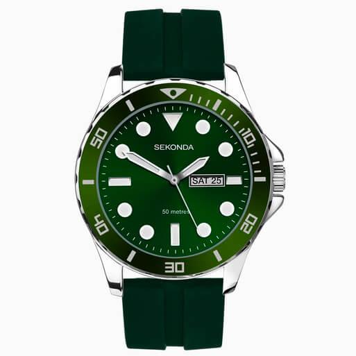 Balearic Green Dial With Alloy Case & Green Rubber Strap Men's Watch