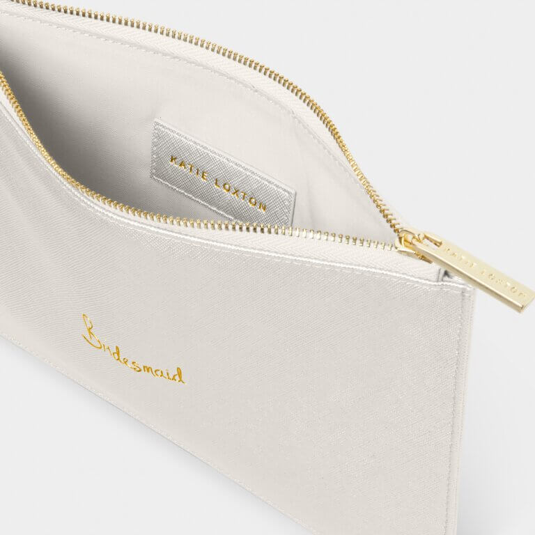 Bridal Perfect Pouch 'Bridesmaid' In Silver