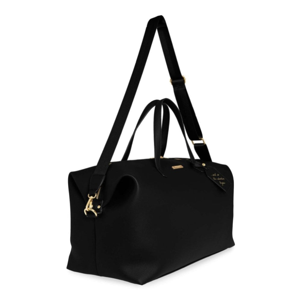 WEEKEND HOLDALL - AND SO THE ADVENTURE BEGINS - Black - 32x30x25cm