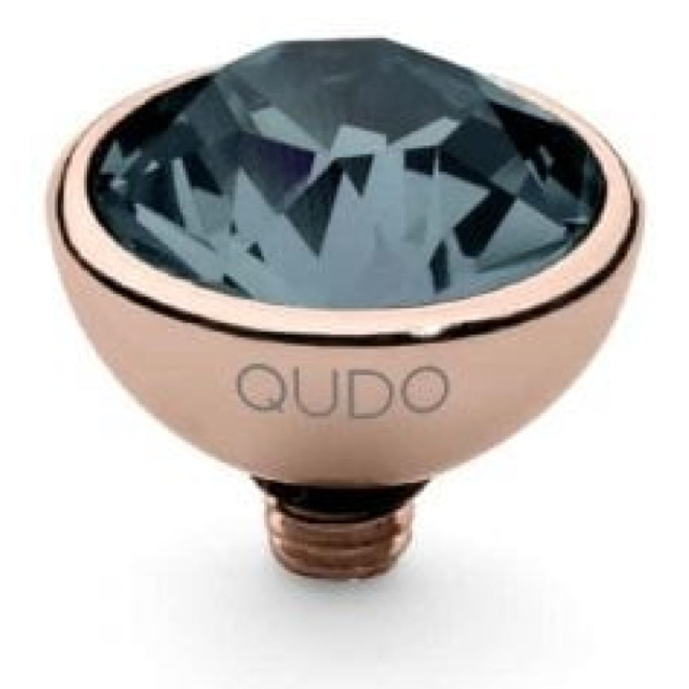 Famosa Rose Gold 10mm Bottone Ring Top Denim Blue