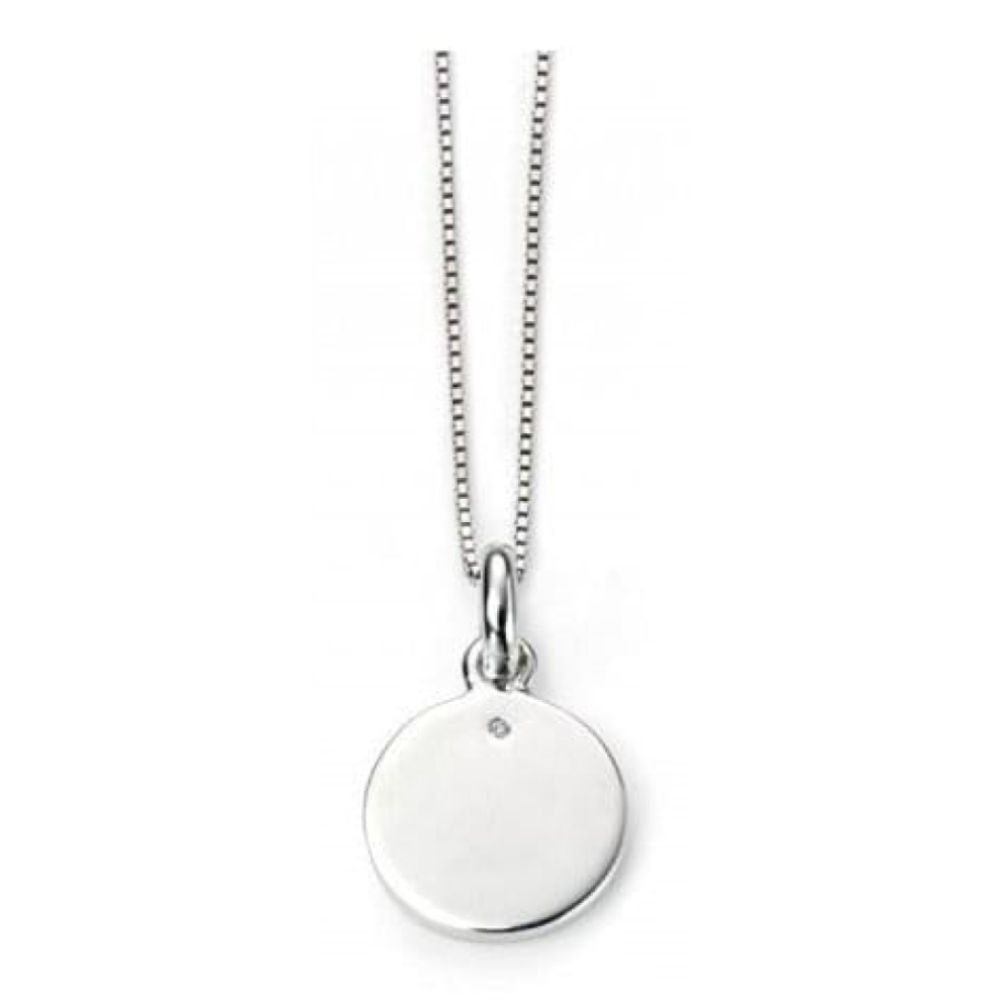 Girl's Serling silver circle Necklace With Diamond
