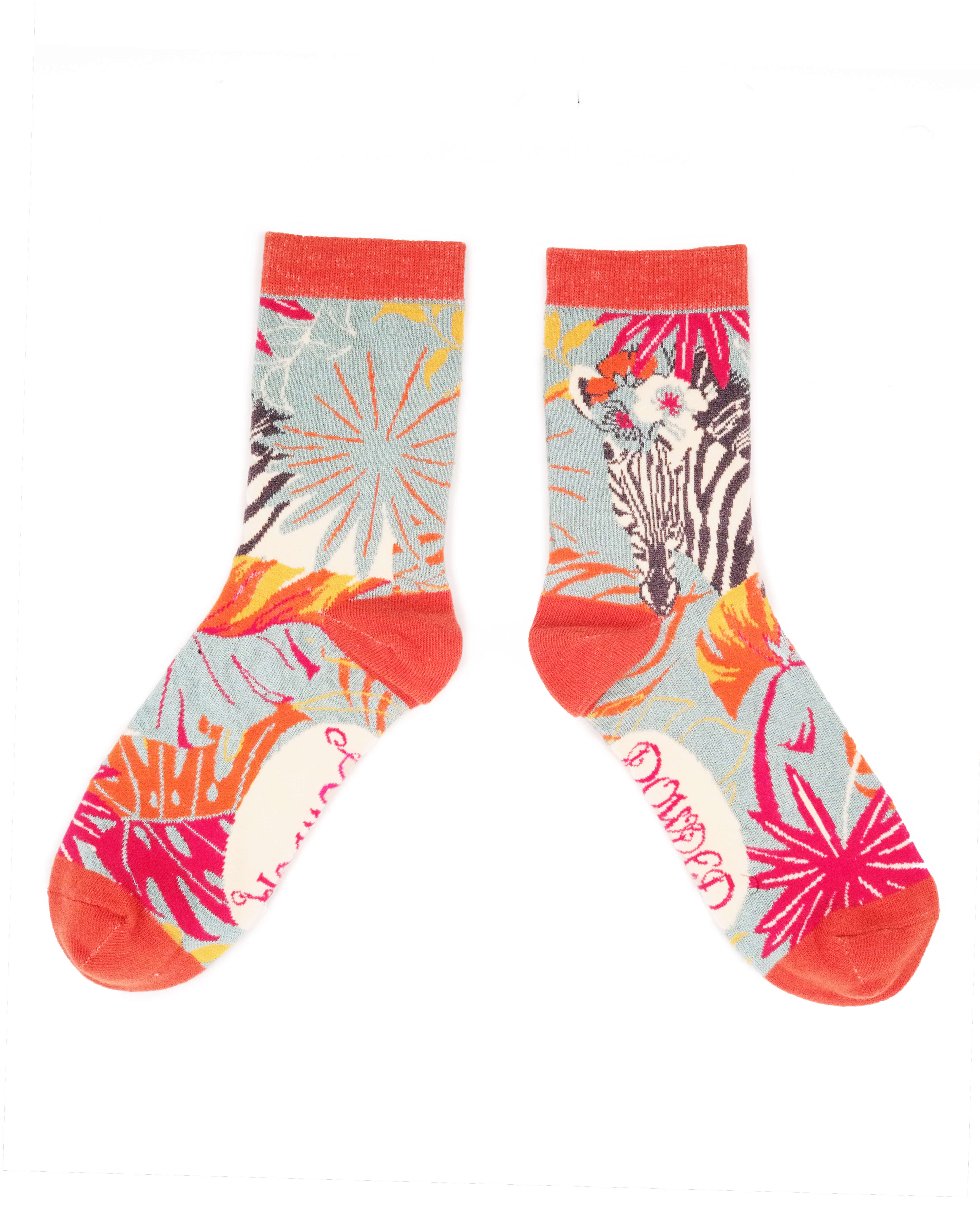 Ladies Ankle Socks Floral Zebra