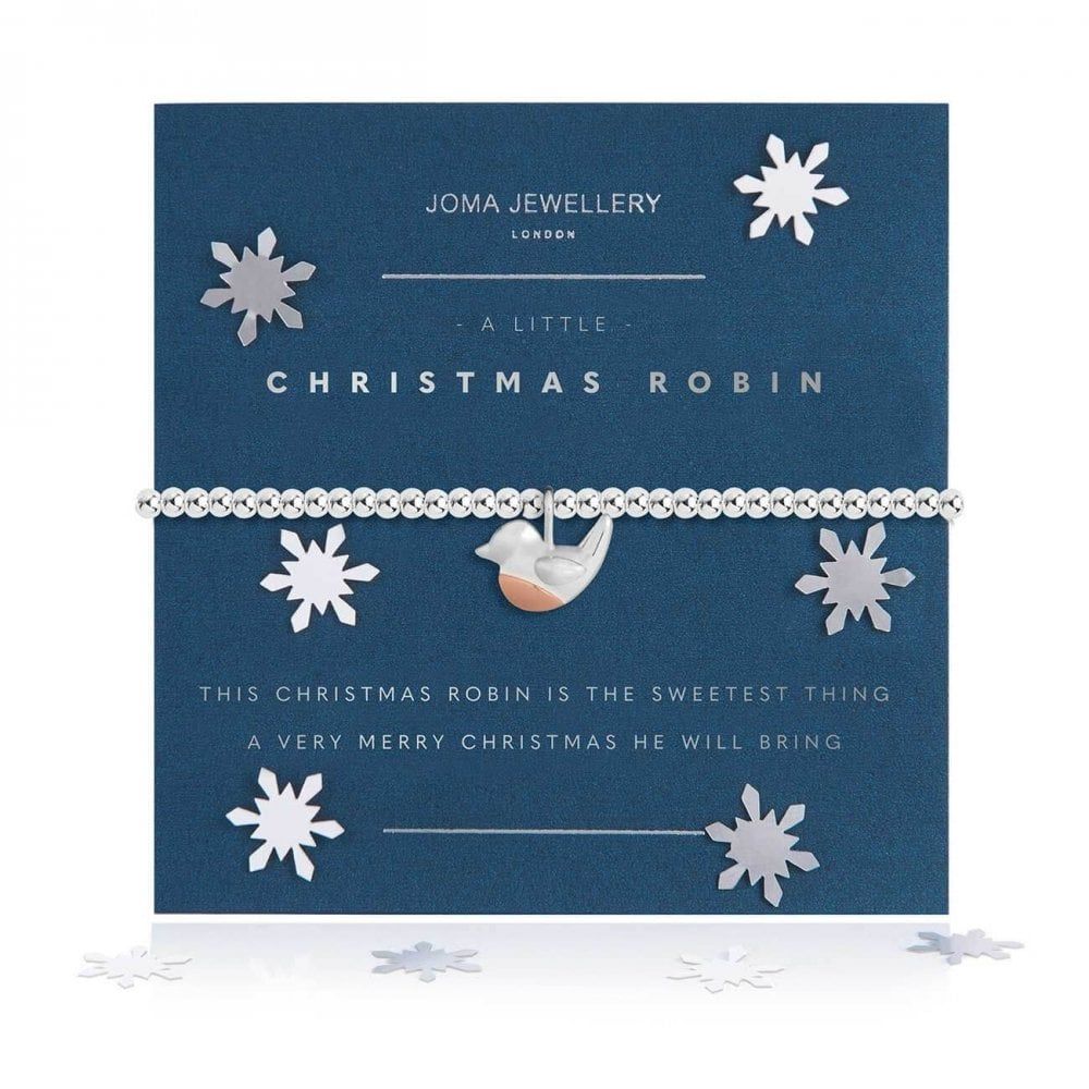 Snow Globe A Little | Christmas Robin | Silver | Bracelet | 17.5cm Stretch