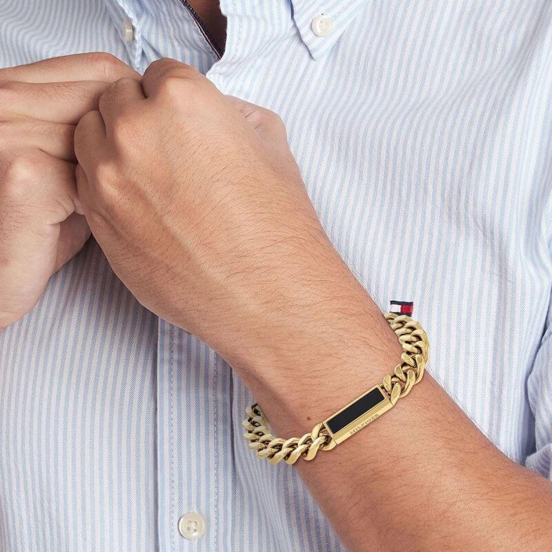 Gold Plated Onyx Stone Gents Bracelet