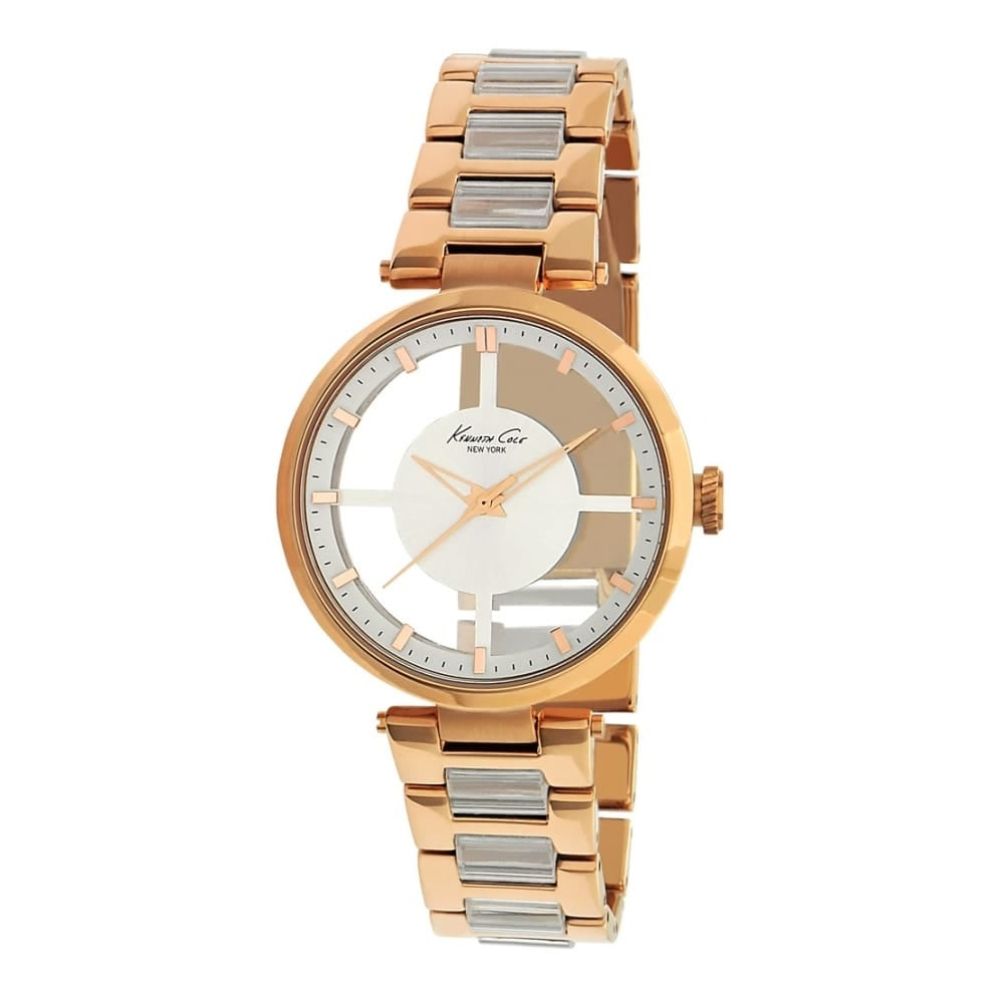 Womens Rose gold watch with clear face and bracelet links
