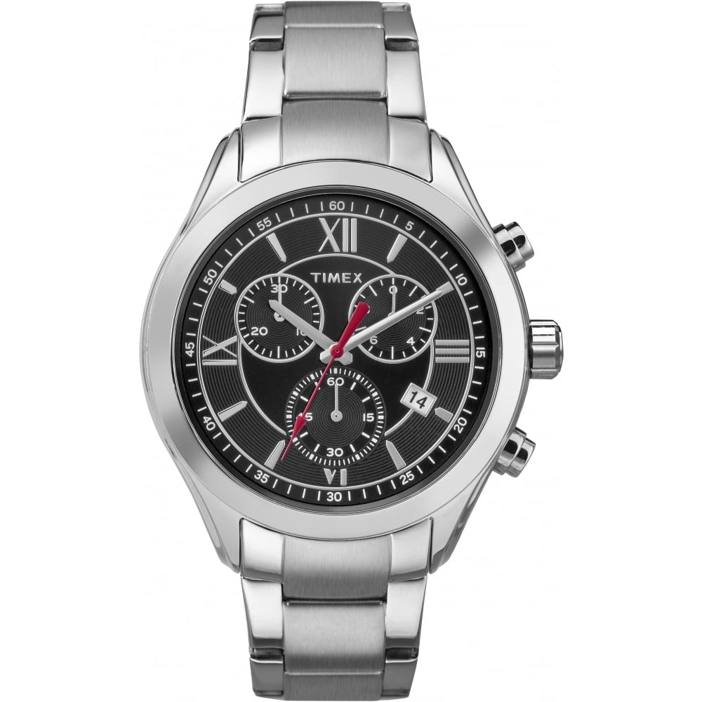 City Miami Mens Silver-Tone Black Dial Chrono