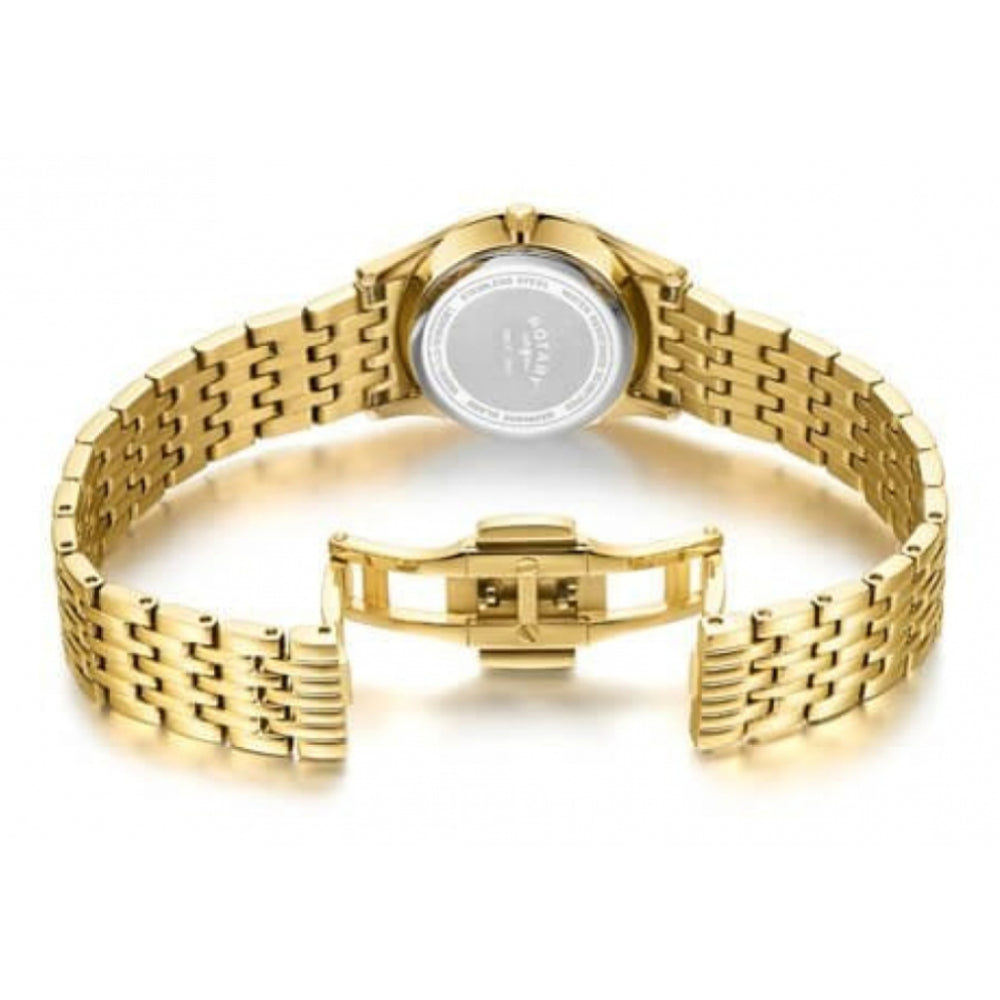 Ultra Slim Gold Tone Case White Dial & Bracelet Strap Ladies Watch