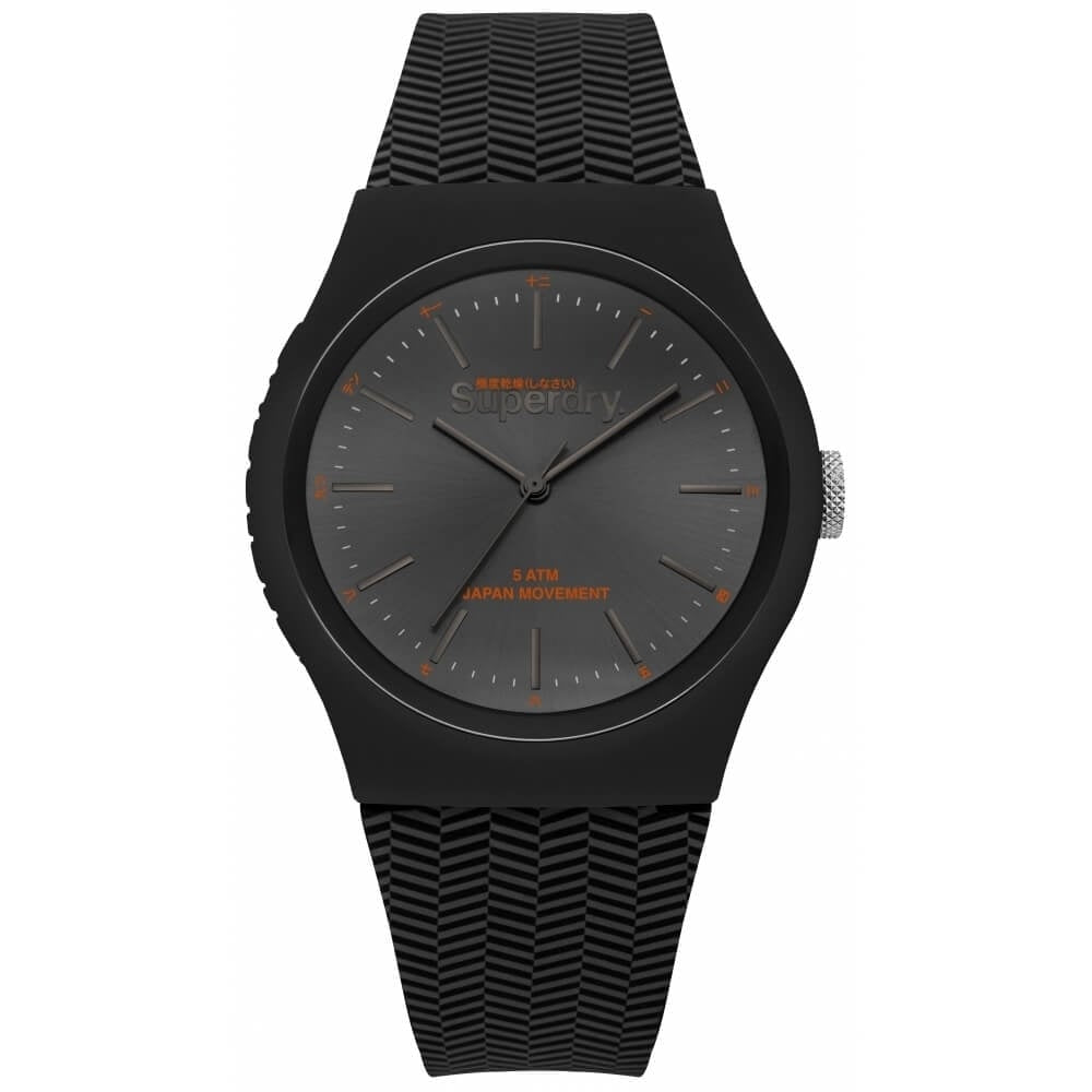 Urban Herringbone Black Herringbone Pattern Strap With Gun/Black Dial