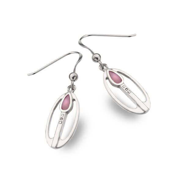 Mackintosh Tulip With Pink MOP Oval Earrings