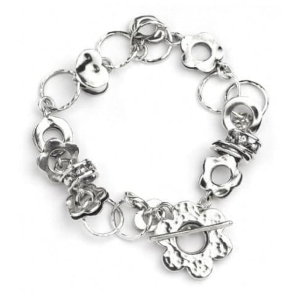 Handmade Flower Shaped Link T Bar Bracelet