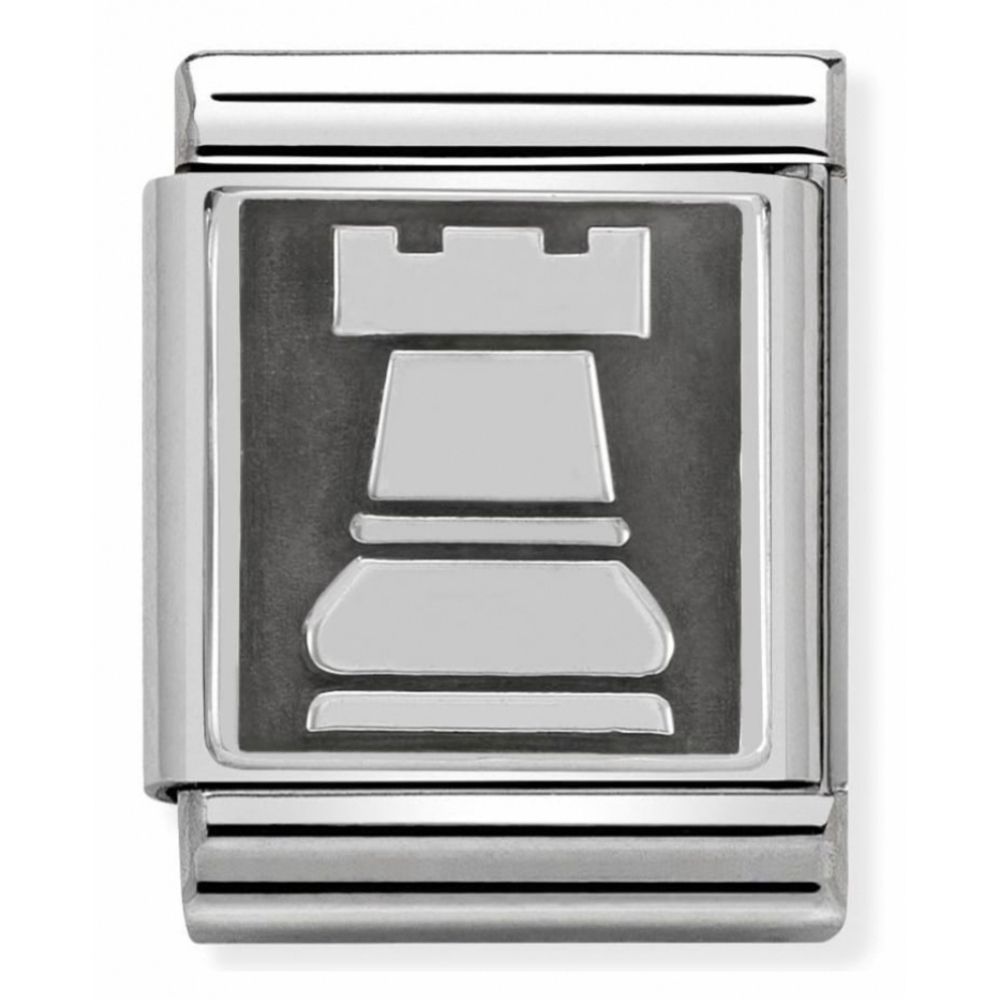 Composable Tower Symbol Oxidized Stainless Steel And Sterling Silver Big Charm