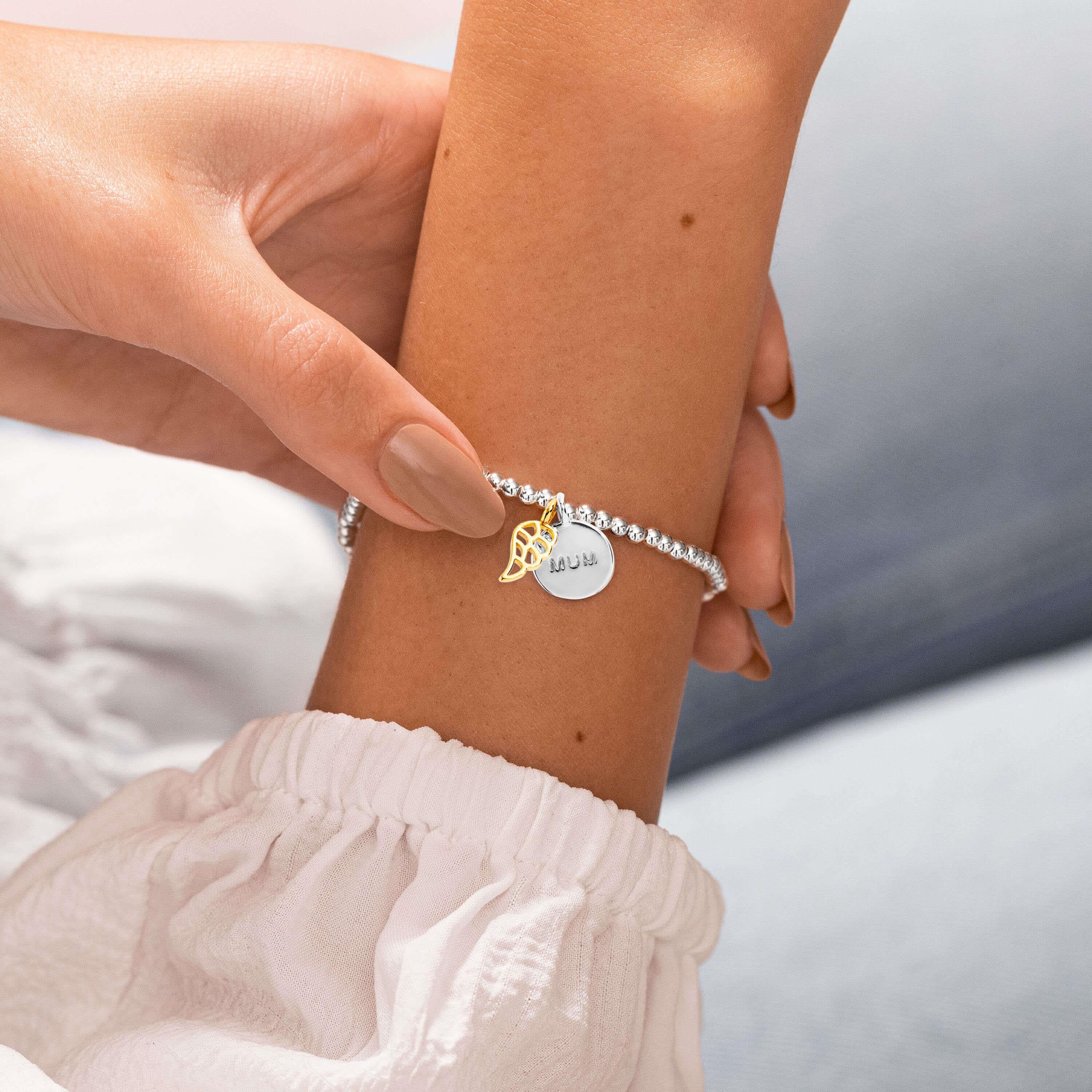 A Little | Mums Are Angels In Disguise | Silver | Bracelet | 17.5cm Stretch