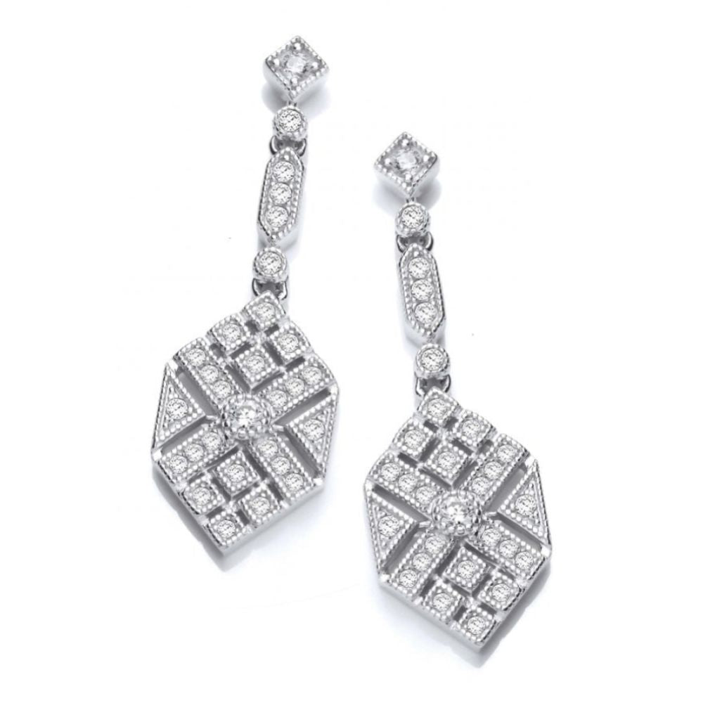 CZ Victorian Hexagon Drop Earrings