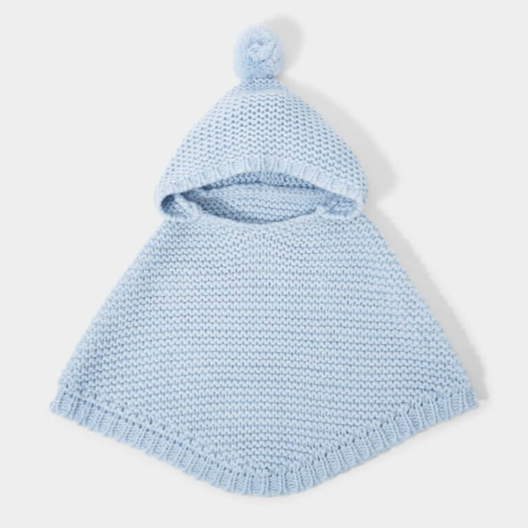 Baby Knitted Poncho | Blue | 25cm X 32cm X 2cm