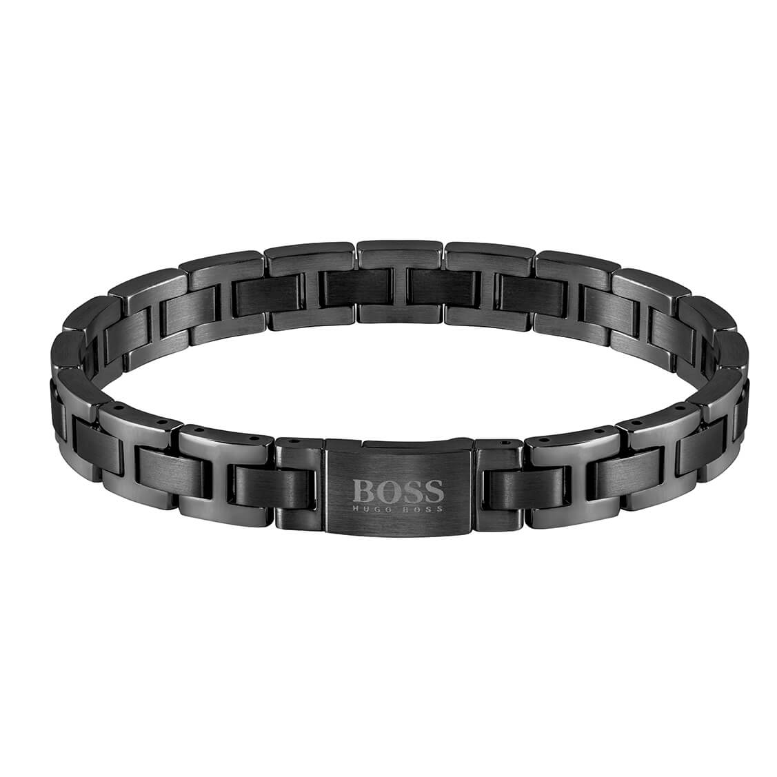 Essentials Ionic Black Plated Link Gents Bracelet