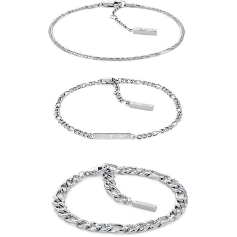 Set of Three Stainless Steel Chain Bracelets
