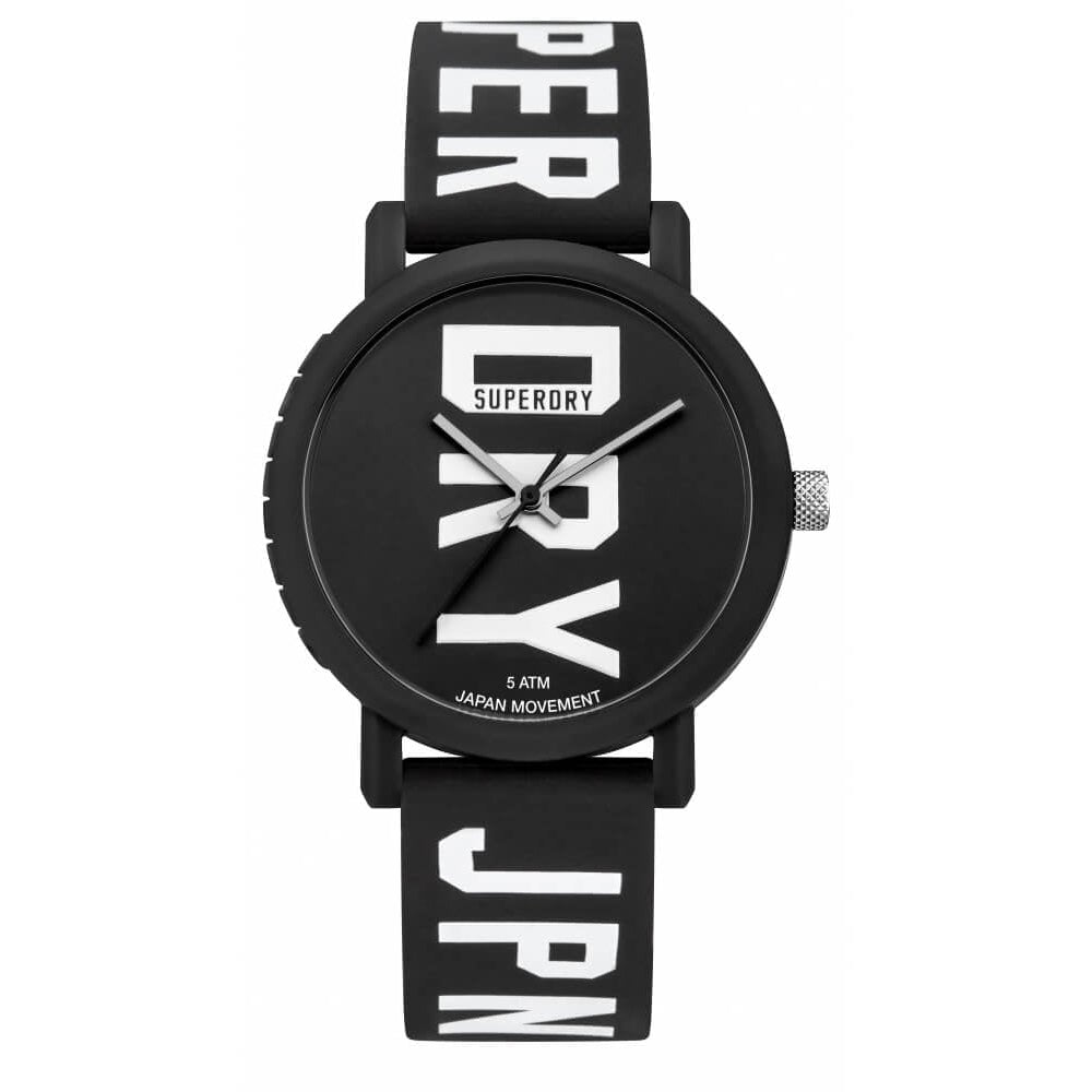 Campus Fluro Block Matte Black With Printed Logo Silicone Strap Watch With Matte Printed Black Dial