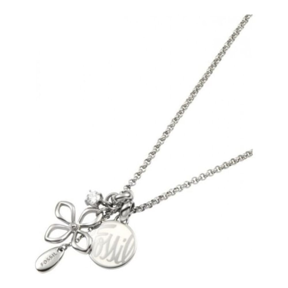 Ladies Stainless Steel Cubic Zirconia Multi Charm Pendant Necklace