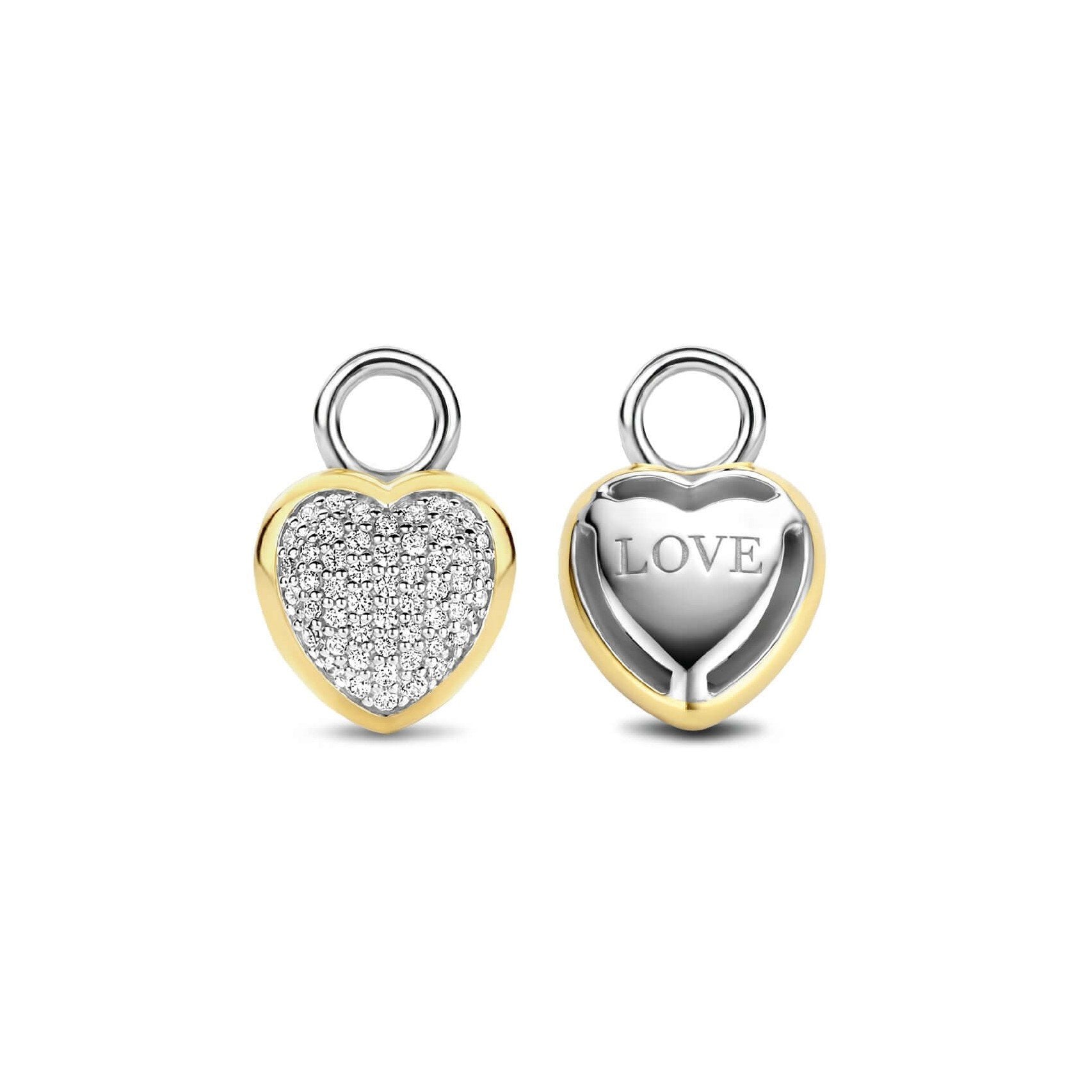 Gold Plated Silver Heart CZ Set Ear Charm