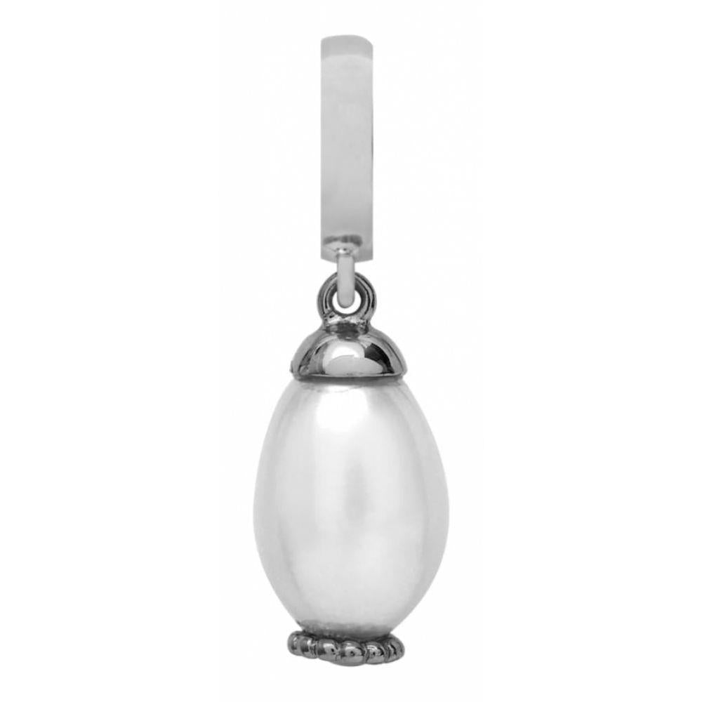White Pearl Drop Sterling Silver Charm