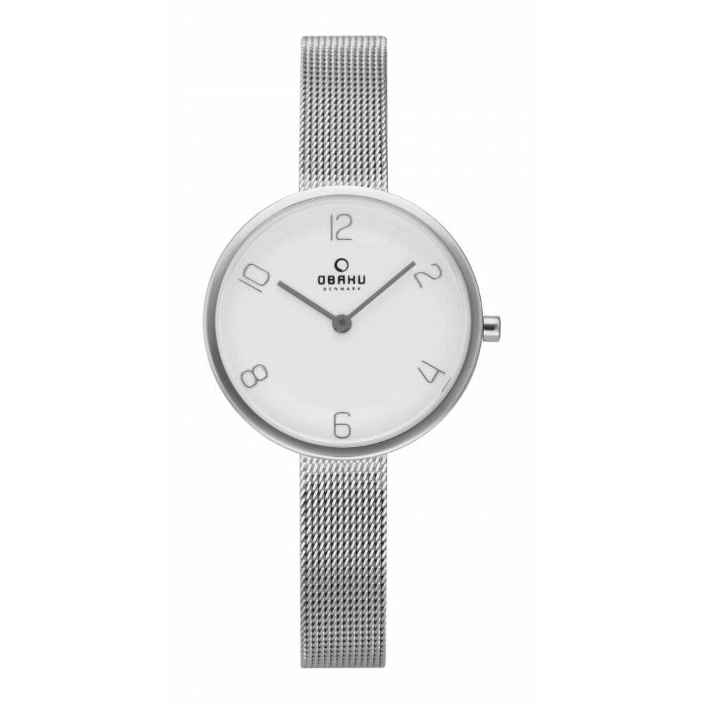 Stainless Steel Off White Dial & Mesh Bracelet Strap Ladies Watch