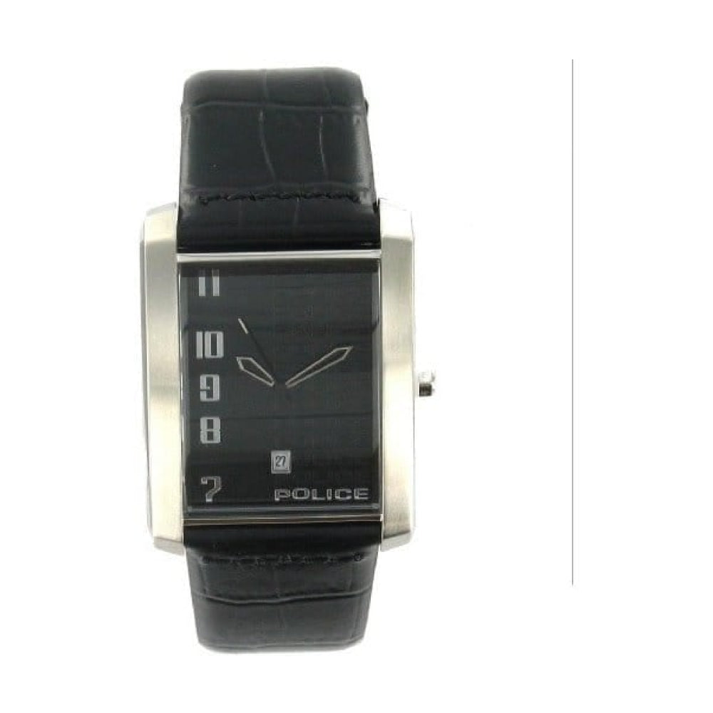Gents Black Leather Croc Adjustable Strap Watch
