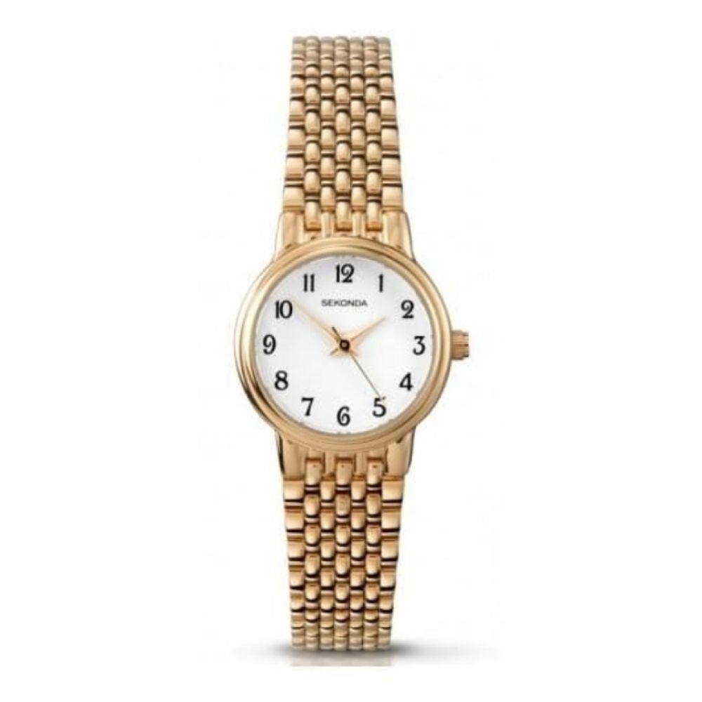 Gold IP Stainless Steel Ladies Watch With Arabic Numerals