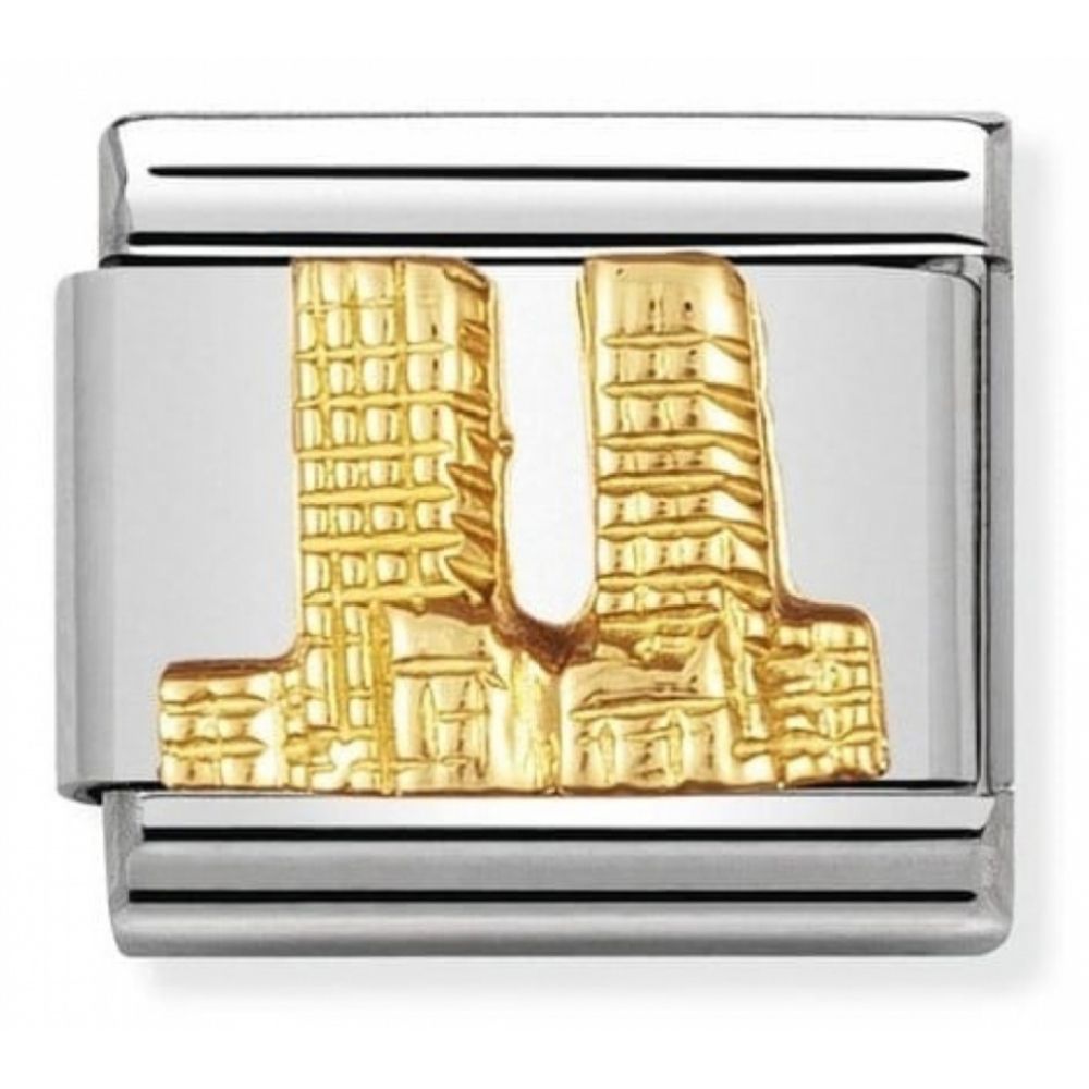 Classic Twin Towers In Stainless Steel With 18k Gold Charm