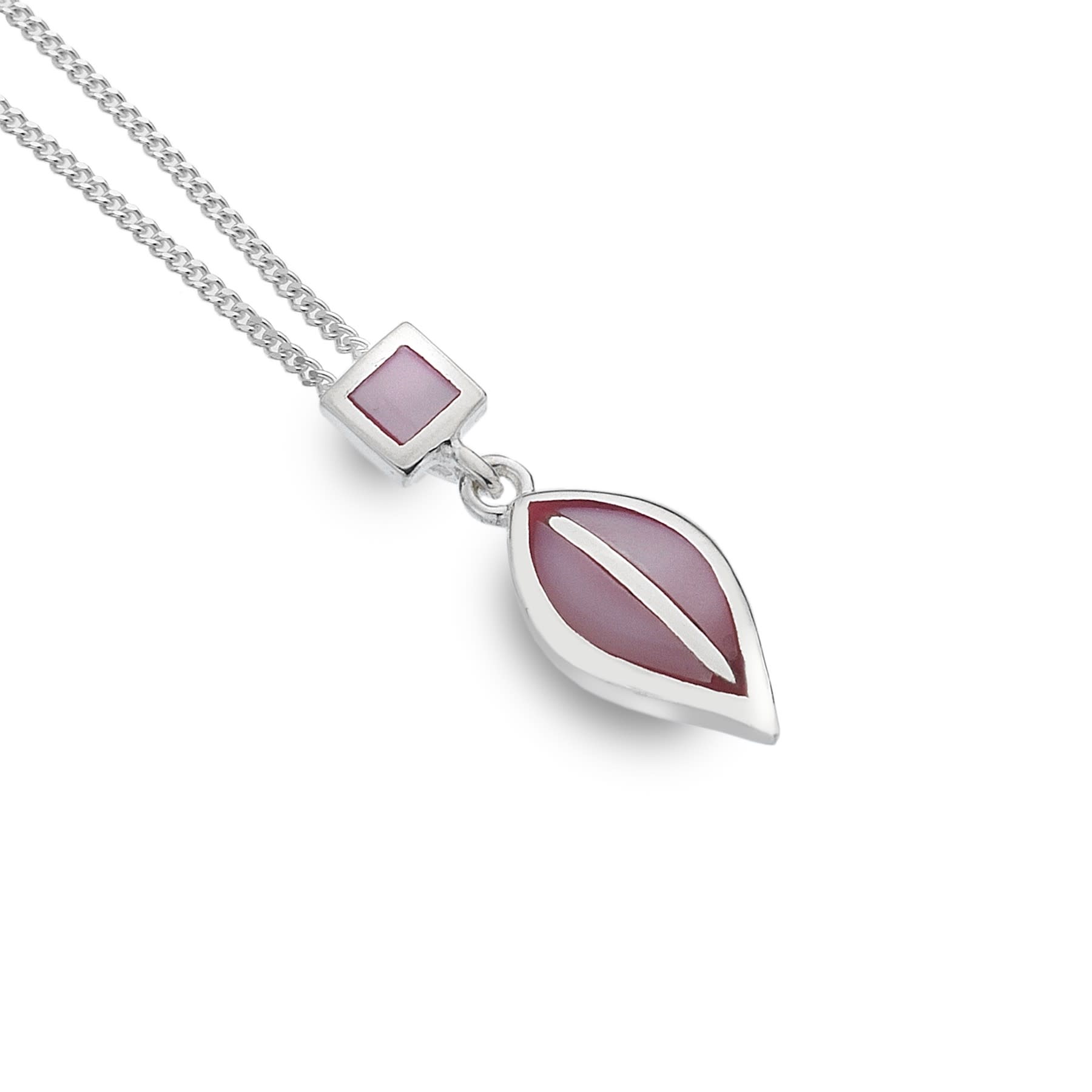 Mackintosh Pink MOP Square & Teardrop Pendant Necklace