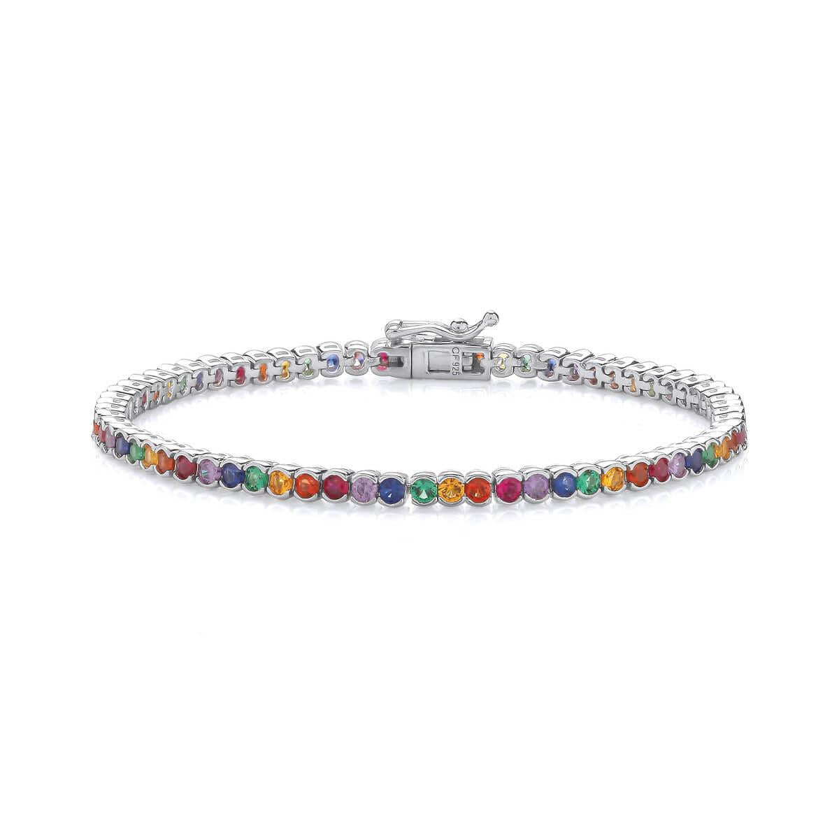 Rainbow Cubic Zirconia Circles Tennis Bracelet