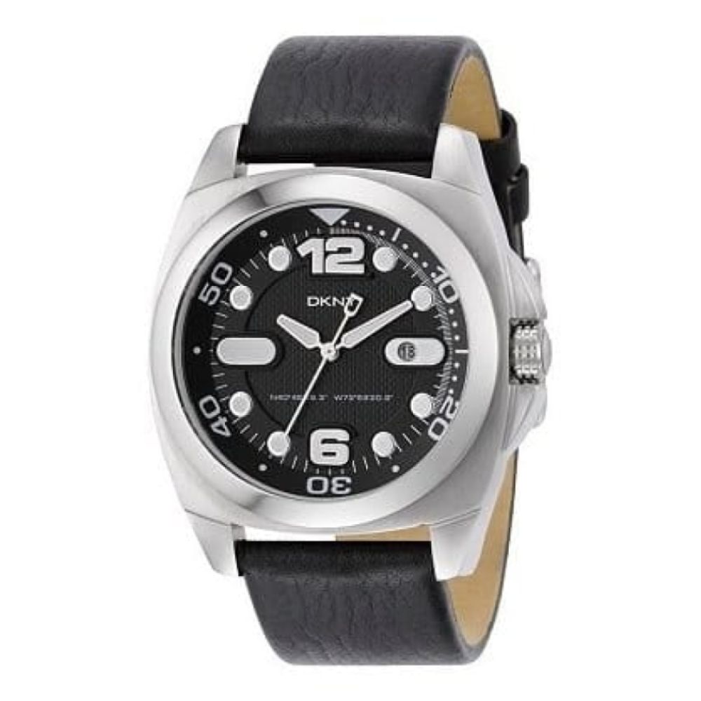 Gents Black Leather/Black Dial Adjustable Strap Watch