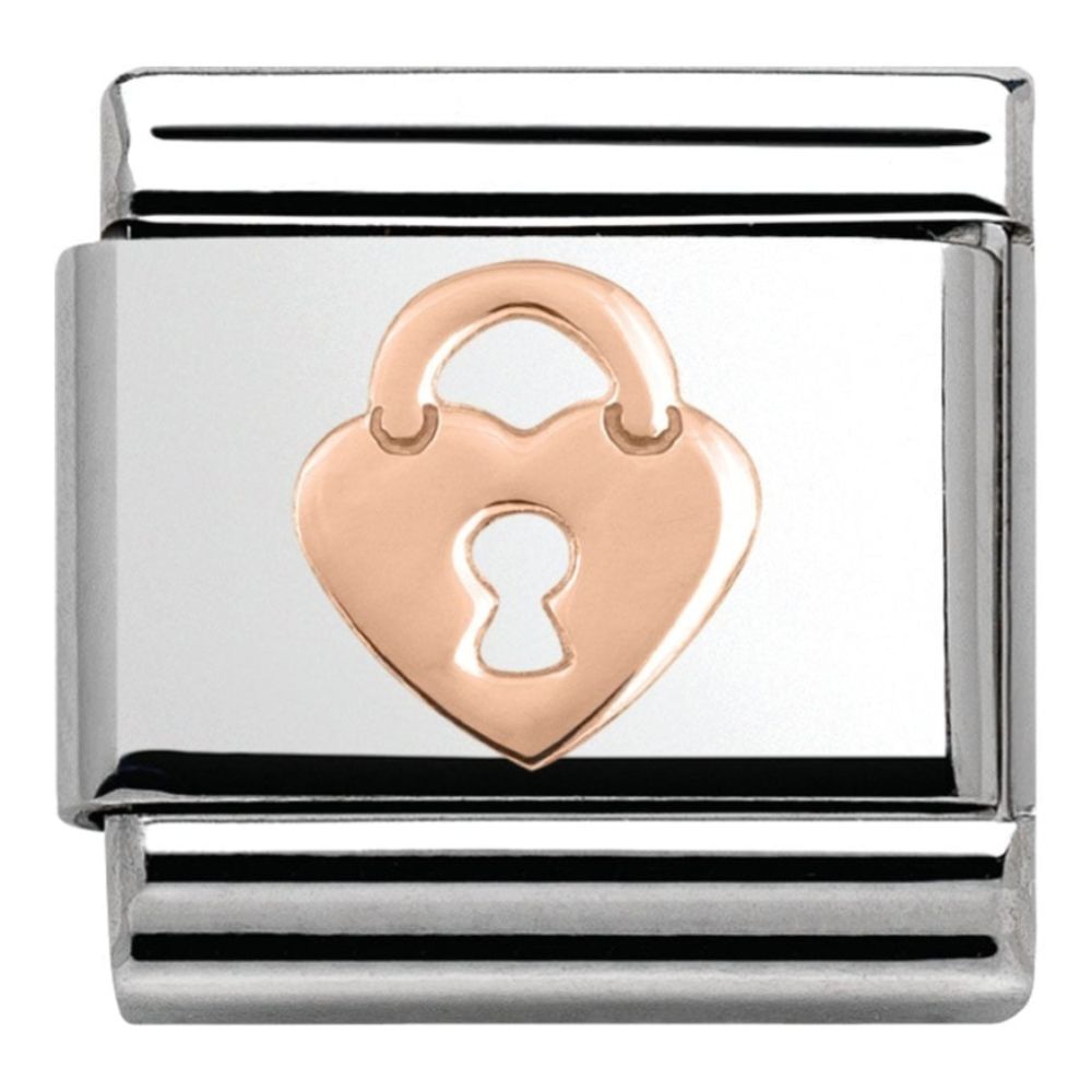 Classic Rose Heart Padlock Link