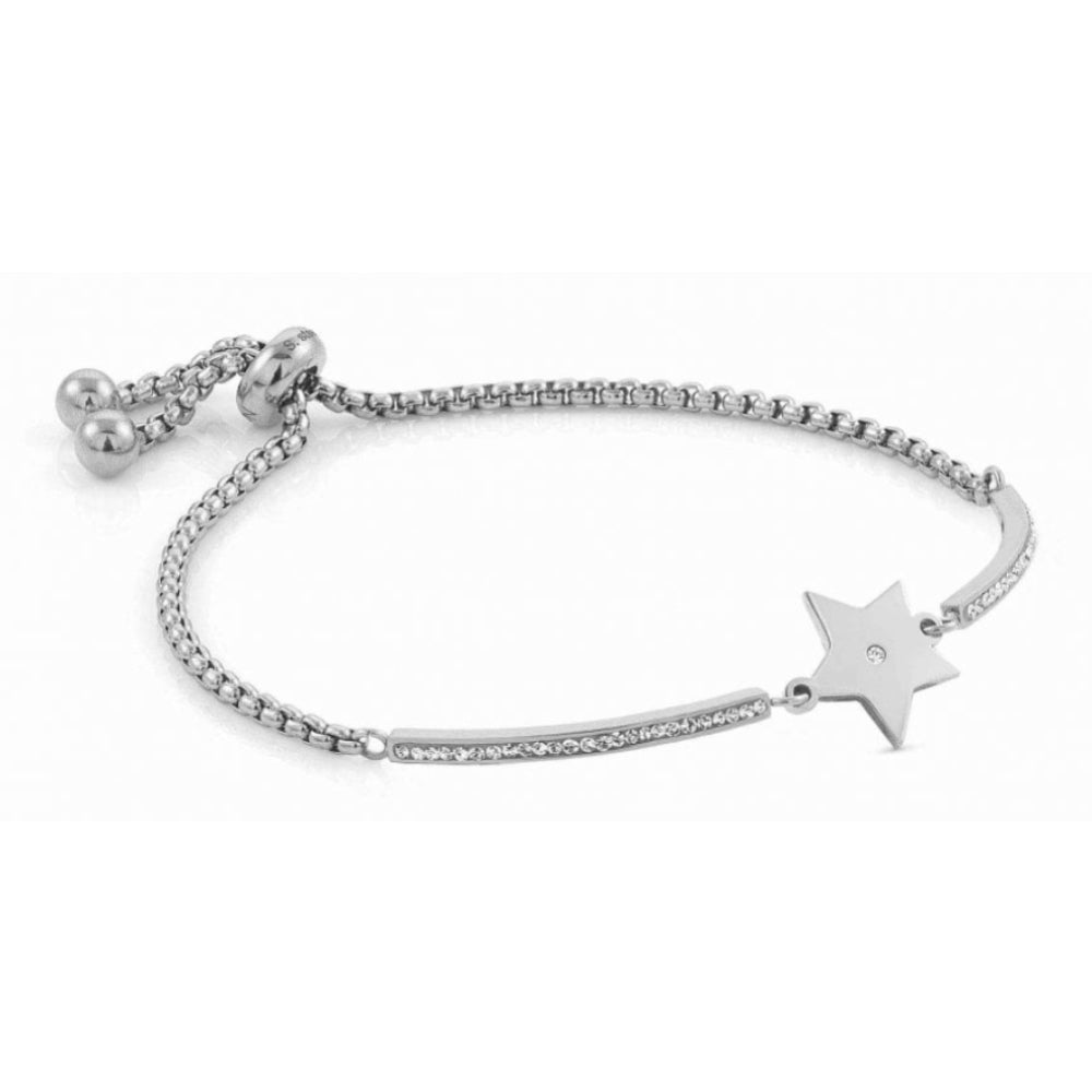 Milleluci Stainless Steel Star Toggle Pav Half Bangle Bracelet