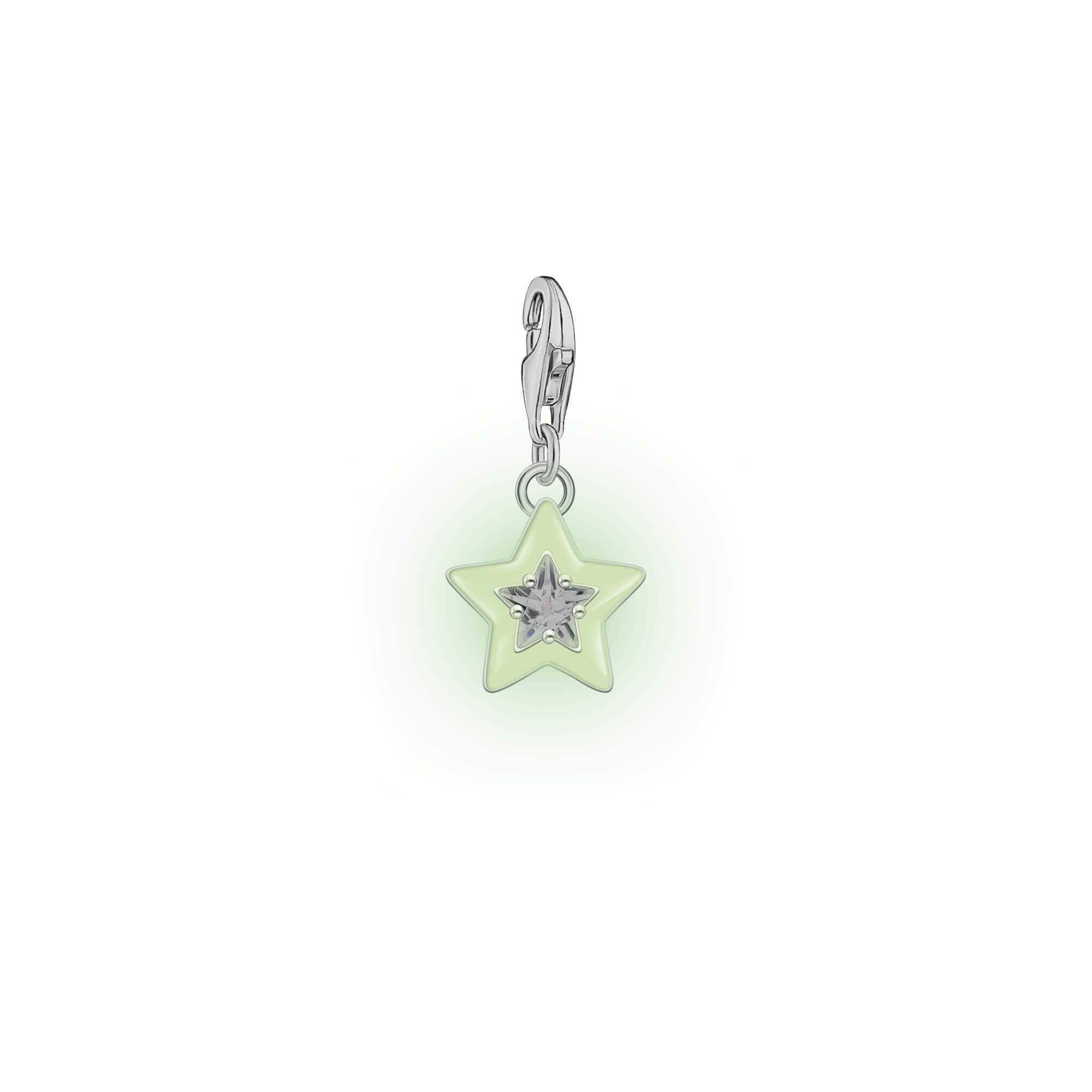 Star With White CZ & Enamel Charm Pendant