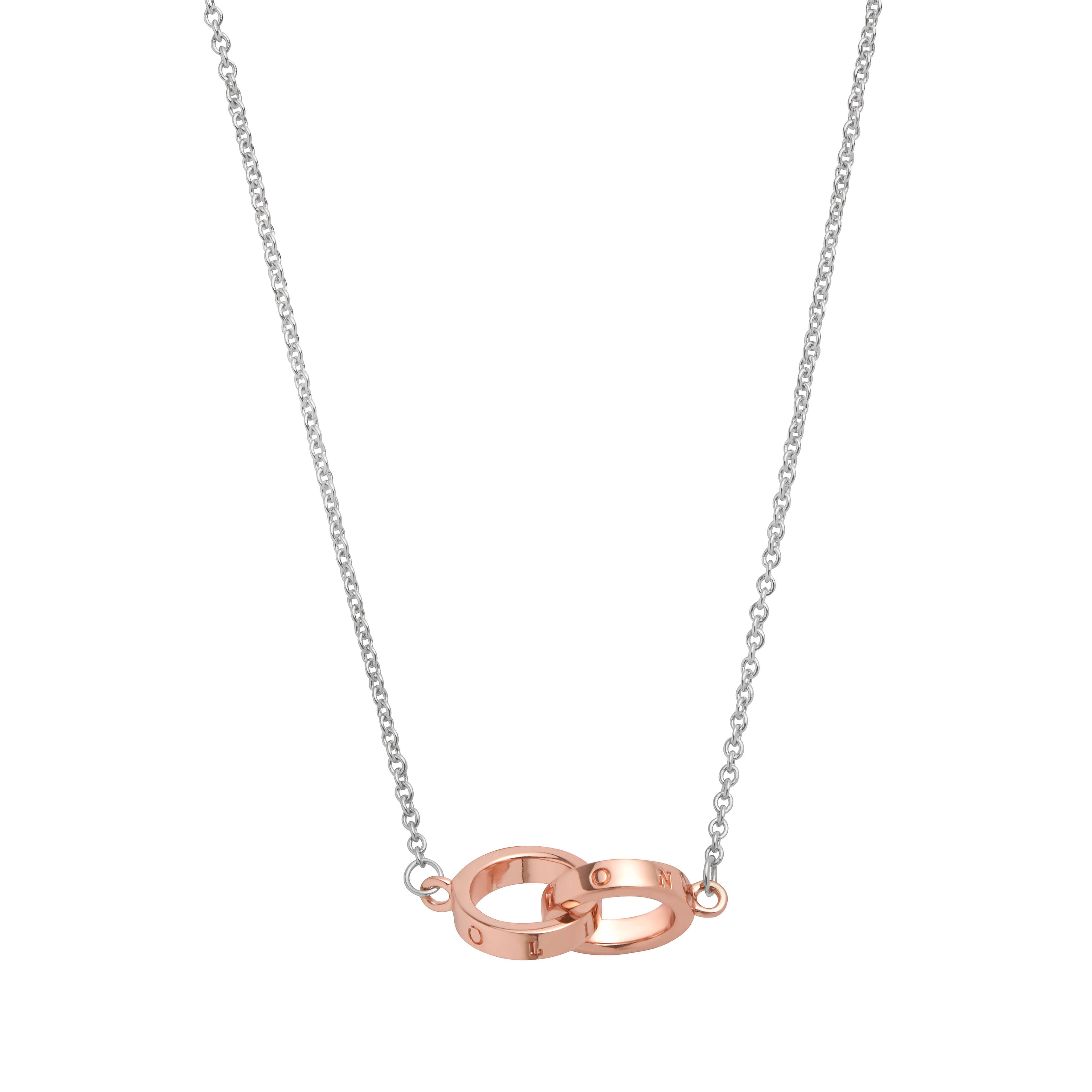 The Classics Rhodium & 18K Rose Gold Plating Interlink Necklaces