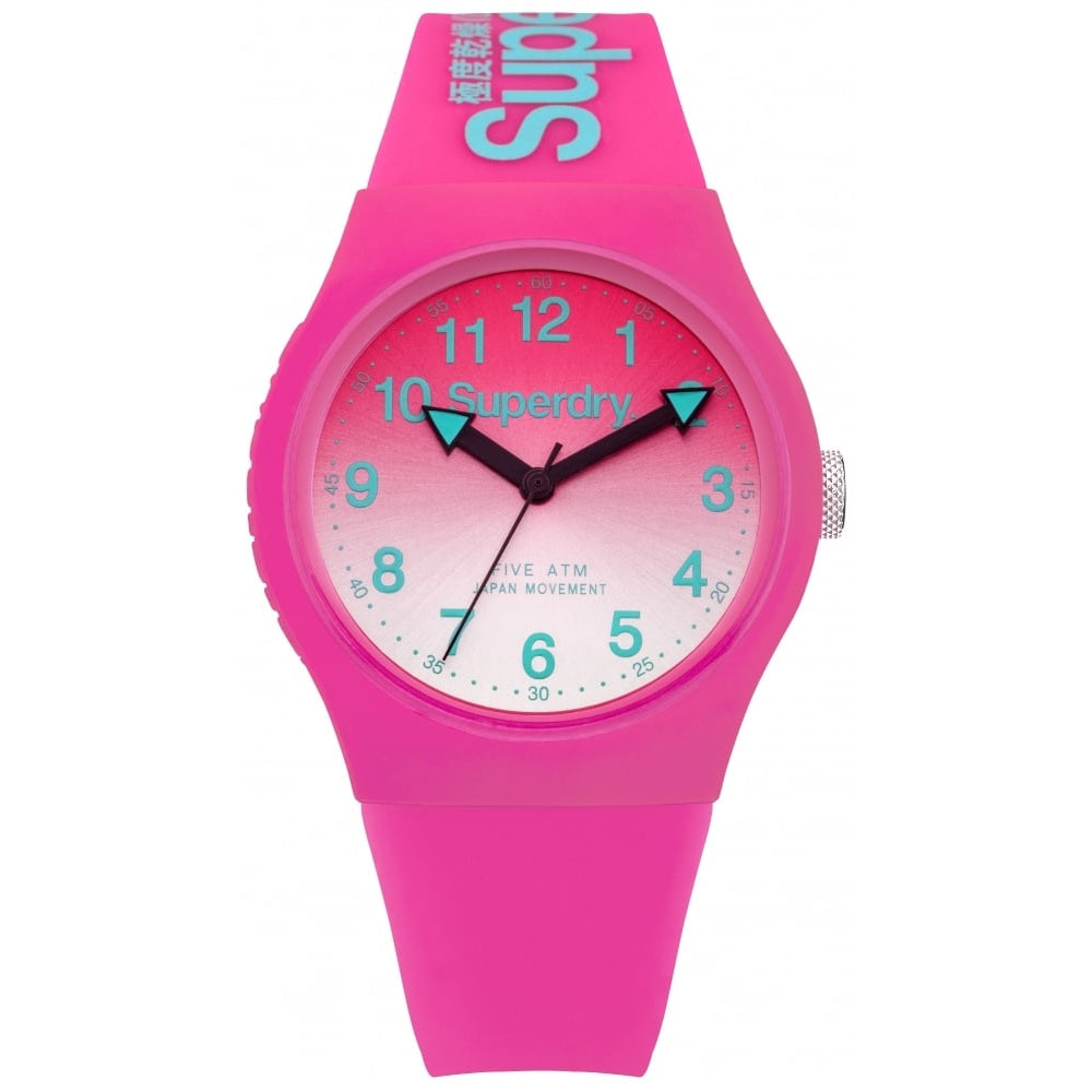 Urban Laser' Pink Silicone Strap Watch With Gradient Pink Mirror Dial