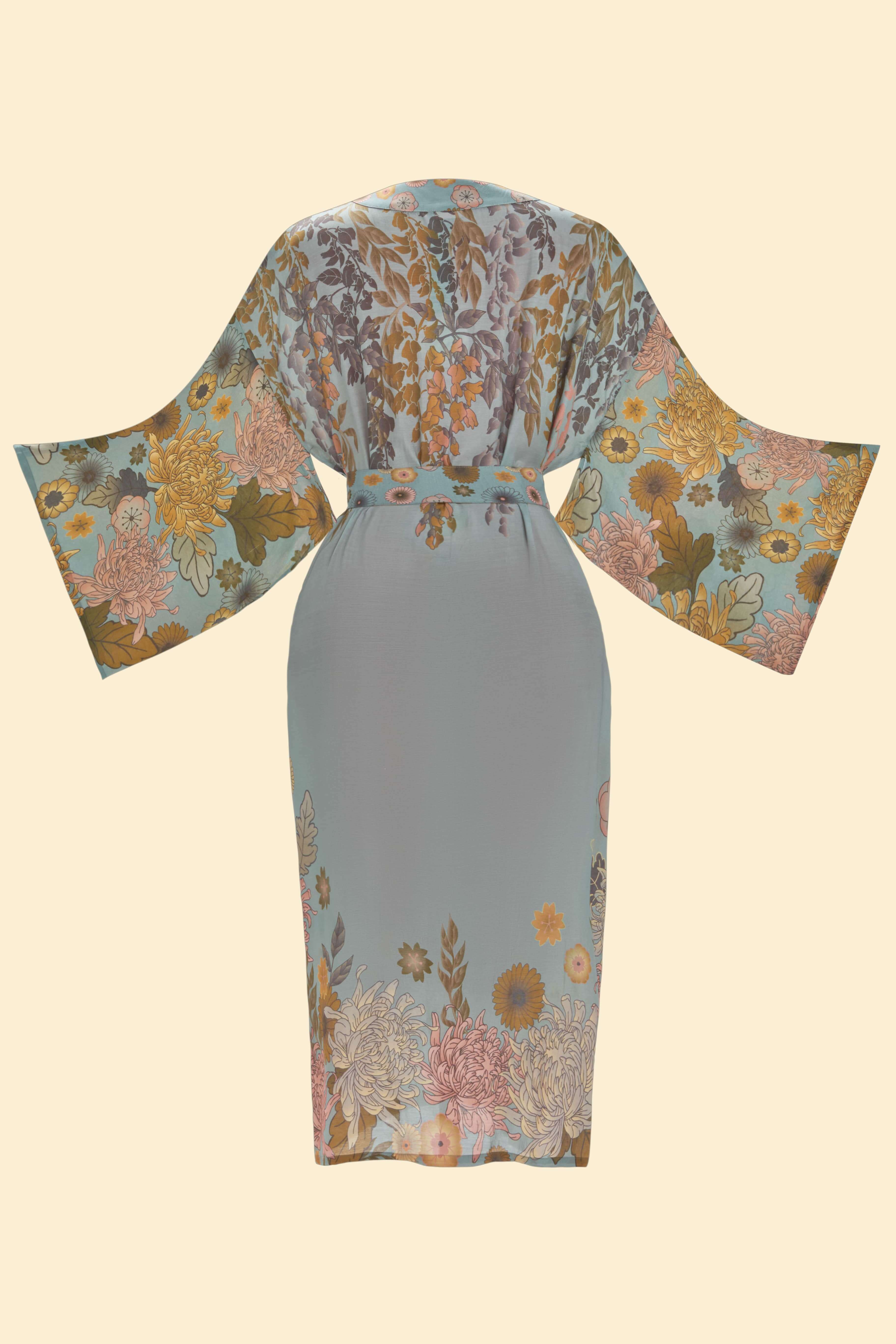PRINTED KIMONO GOWN - Trailing Wisteria Ice