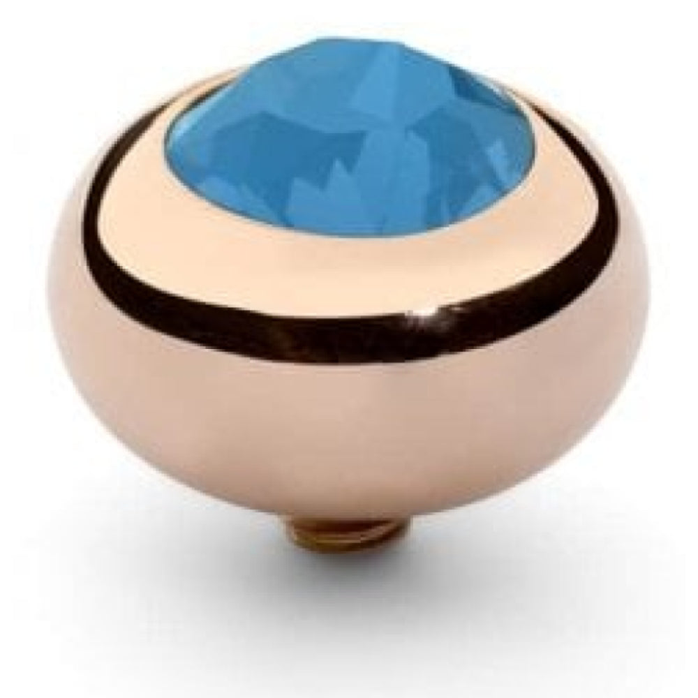 Famosa Rose Gold 10mm Tondo Ring Top Caribbean Blue Opal
