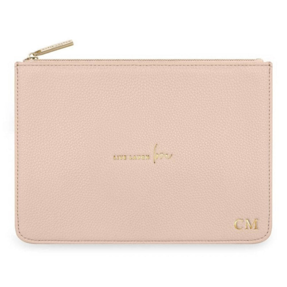 Stylish Structured Pouch | Live Laugh Love | Nude Pink | 16 X 24 X 5 Cm