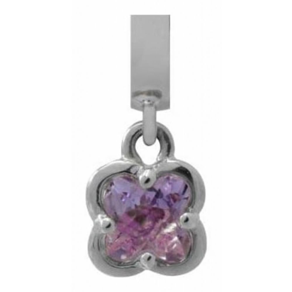 Pink Clover Sterling Silver Hanging Charm