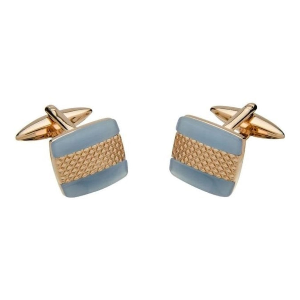 Rose Gold Plated Blue Square Cufflinks