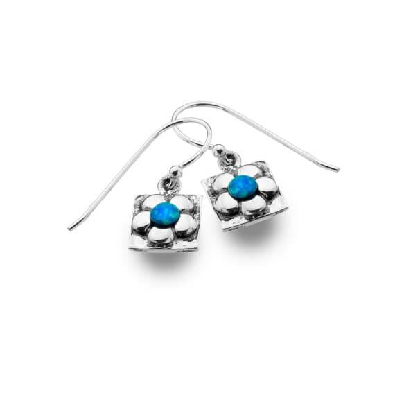 Origins Opal Set Flower Square Drop Earrings