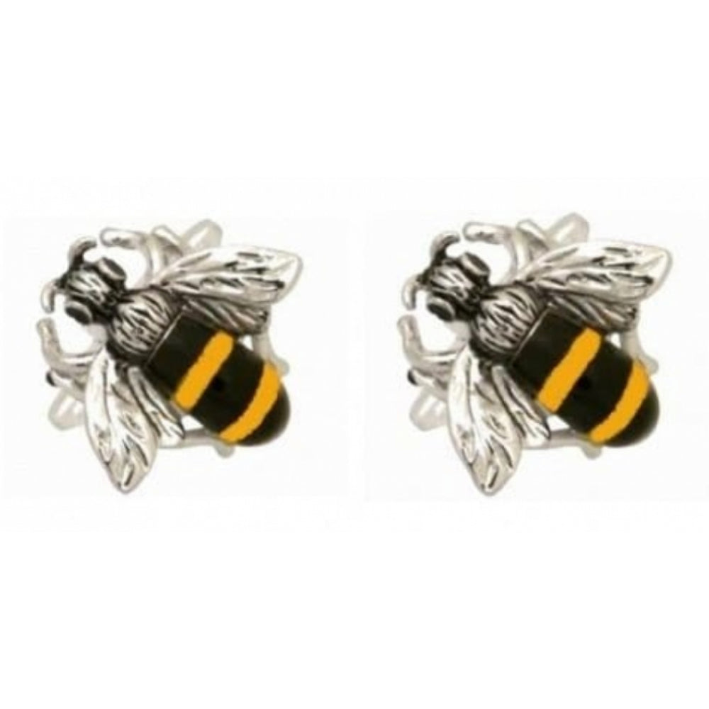 Rhodium Plated Bumble Bee Cufflinks