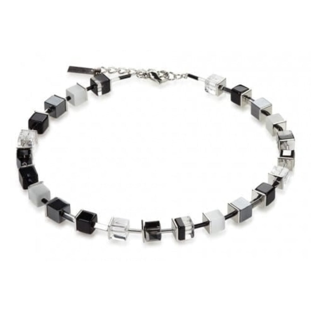 Ladies Black & Transparant Polaris Cubed Necklace