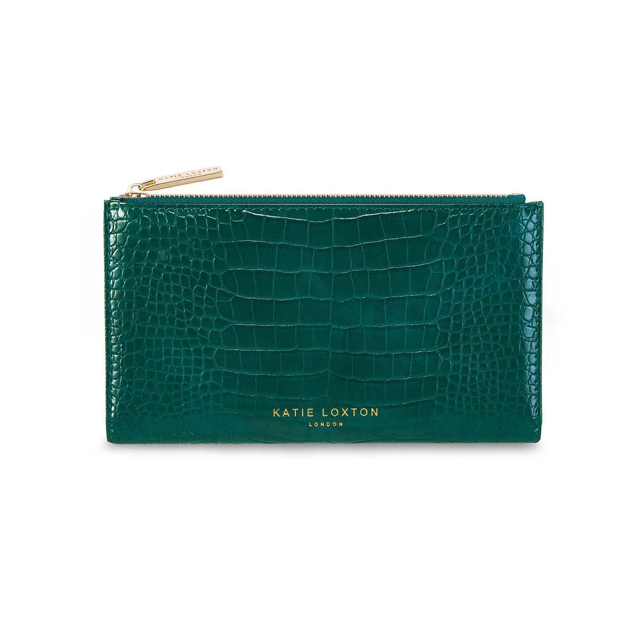 Celine Faux Croc Fold Out Purse | Forest Green