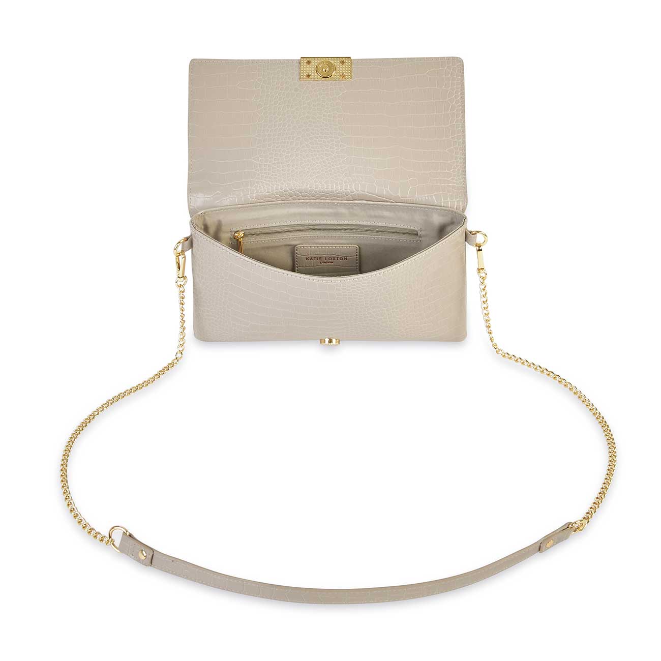 Celine Faux Croc Fold Over Crossbody | Stone