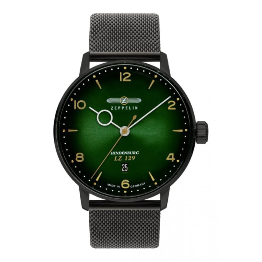 Series LZ129 Hindenburg Black Mesh Strap With Green Dial Men's Watch
