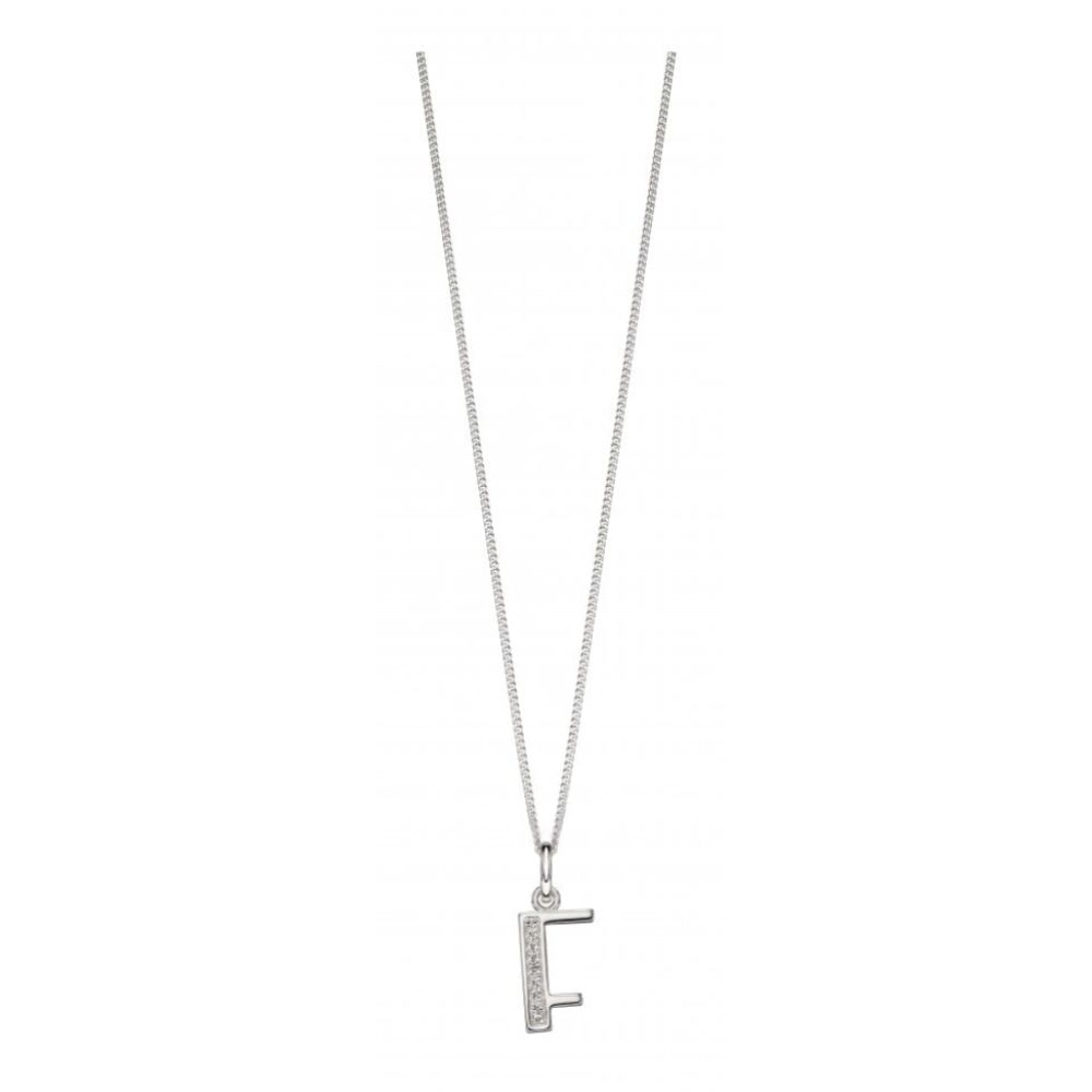 Art Deco Initial 'F' CZ Pendant