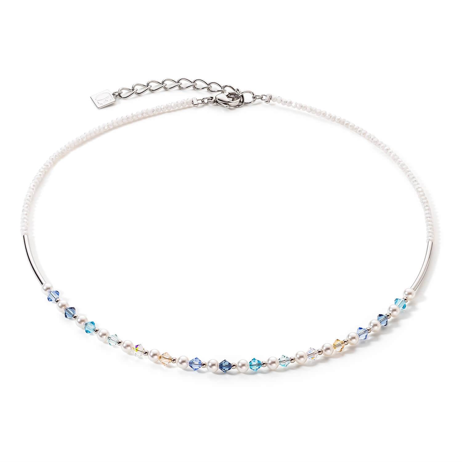 Silver Light Blue Princess Pearls Necklace