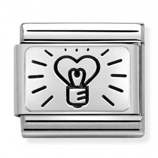 Composable Classic Plates Silver Light Bulb With Heart Link